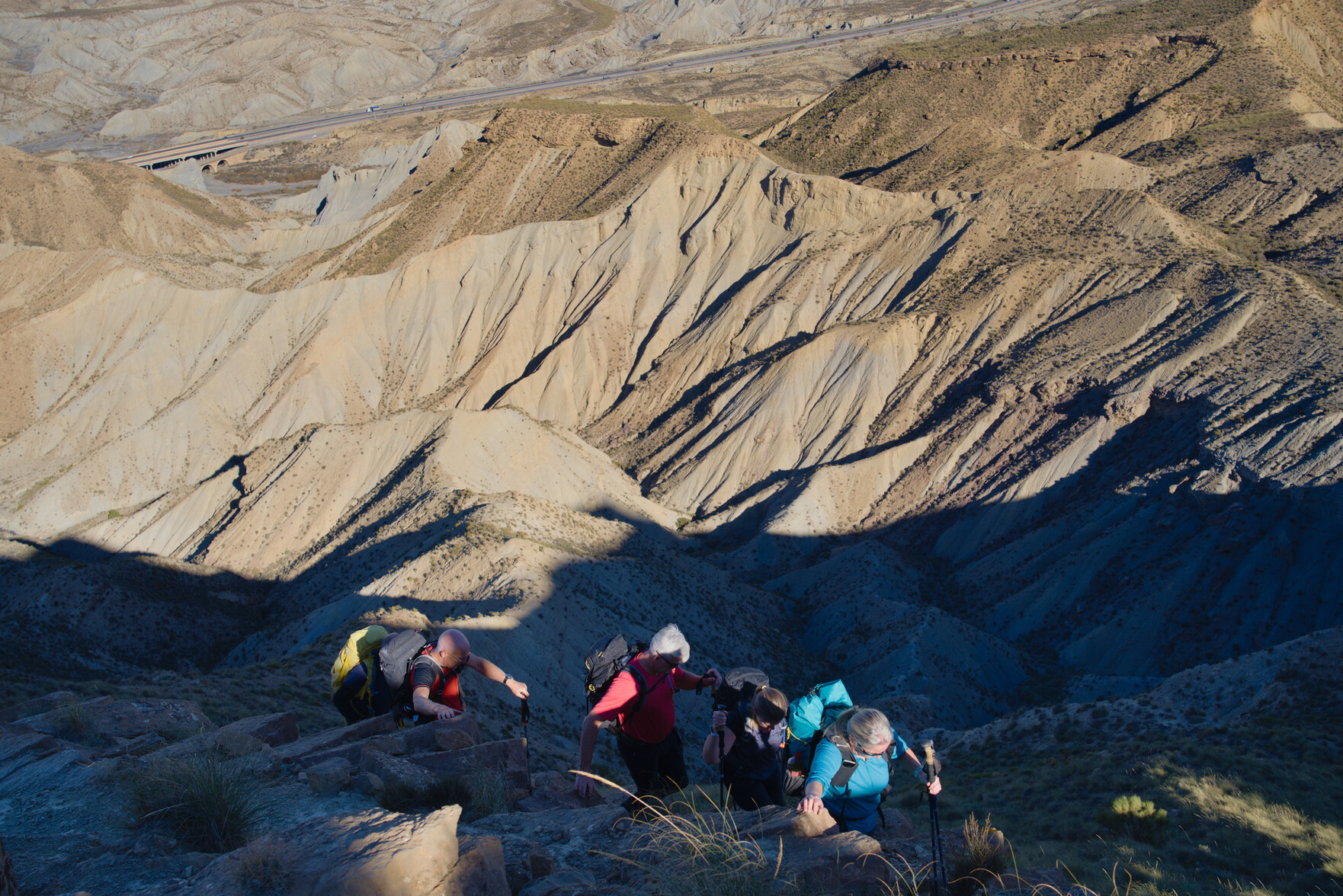 Hikers climbing up Cerro Alfaro