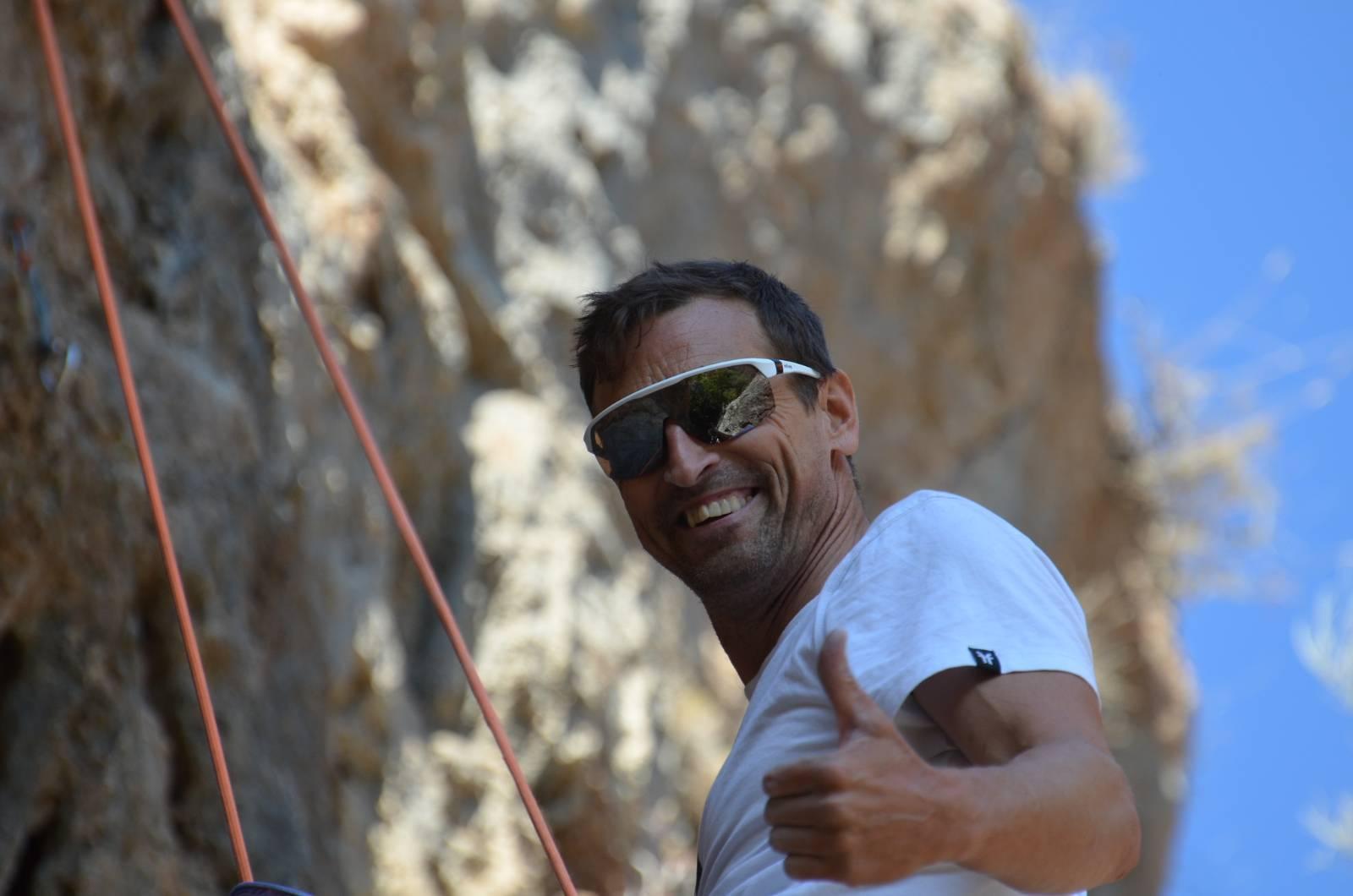Kenton Cool, mountaineer rock climbing
