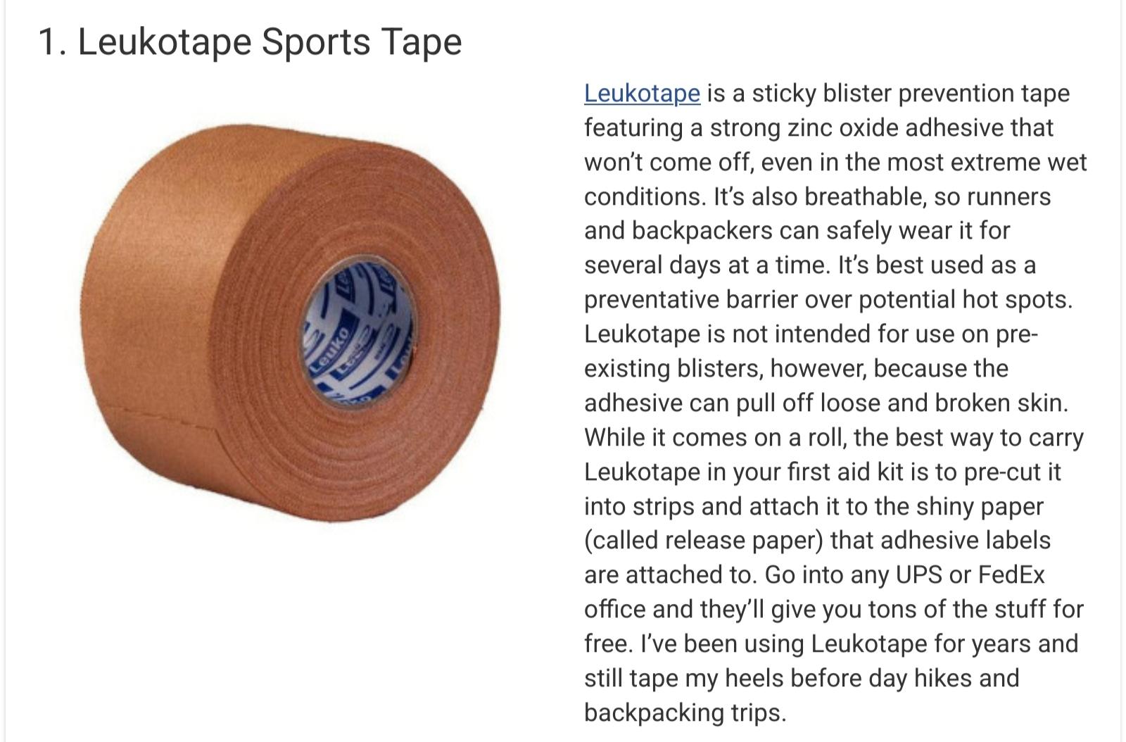 A roll of plaster sports tape with some text to the right