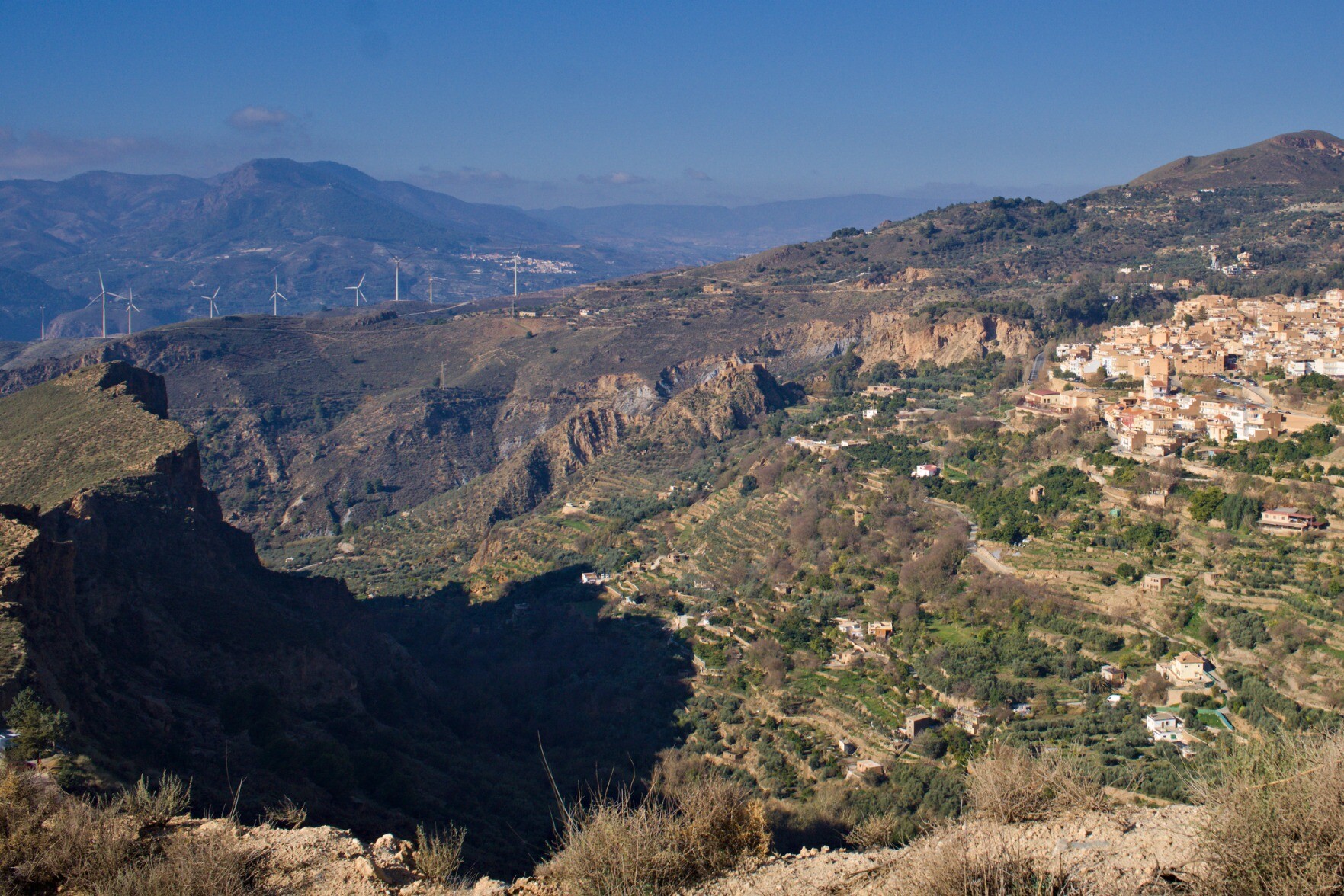 Town of Lanjaron in the Alpujarras bathed in morning sunlight