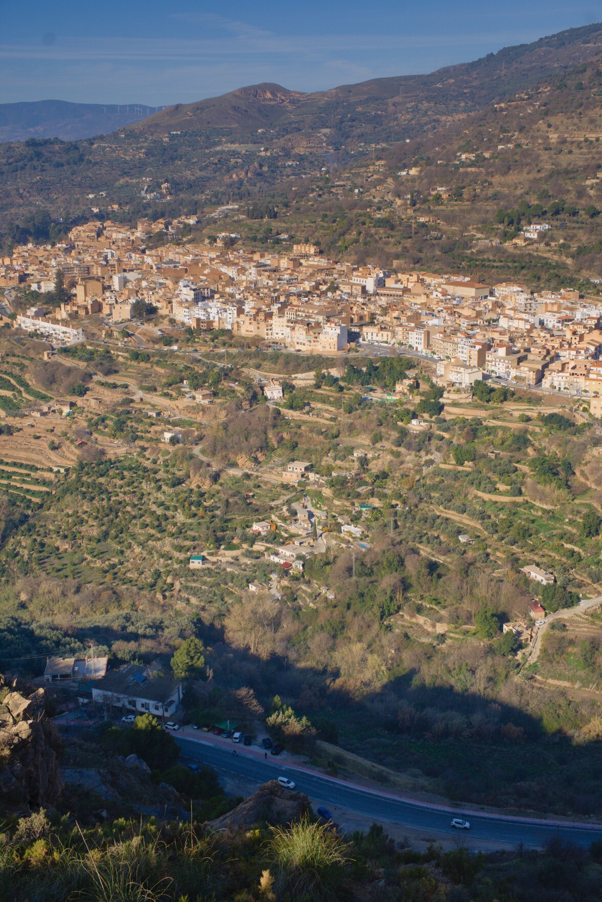 Looking down on town of Lanjarón this morning, with the Venta El Buñuelo and main road below. Have a great weekend all!