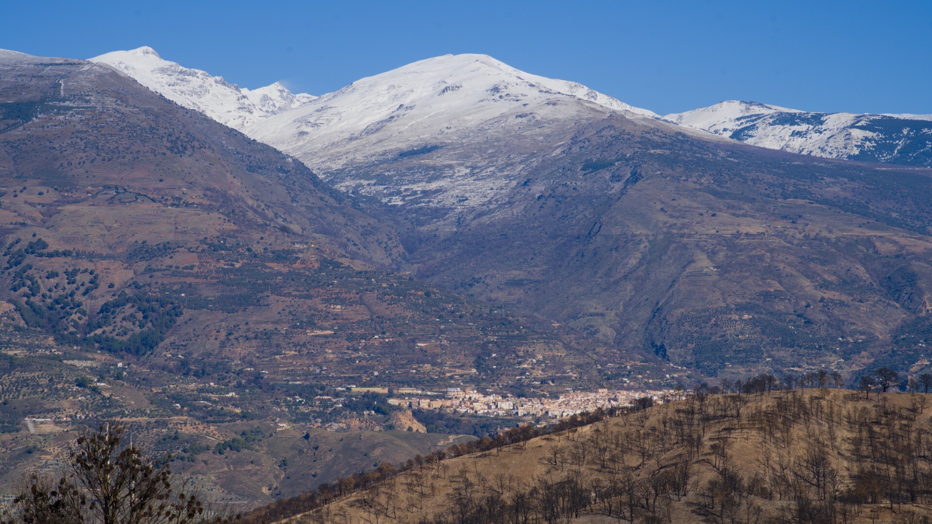 Lanjaron and the mountains of the south western Sierra Nevada today. From the right Cerro de Caballo, Tajos Altos, Cerrillo Redondo and Las Alegas.