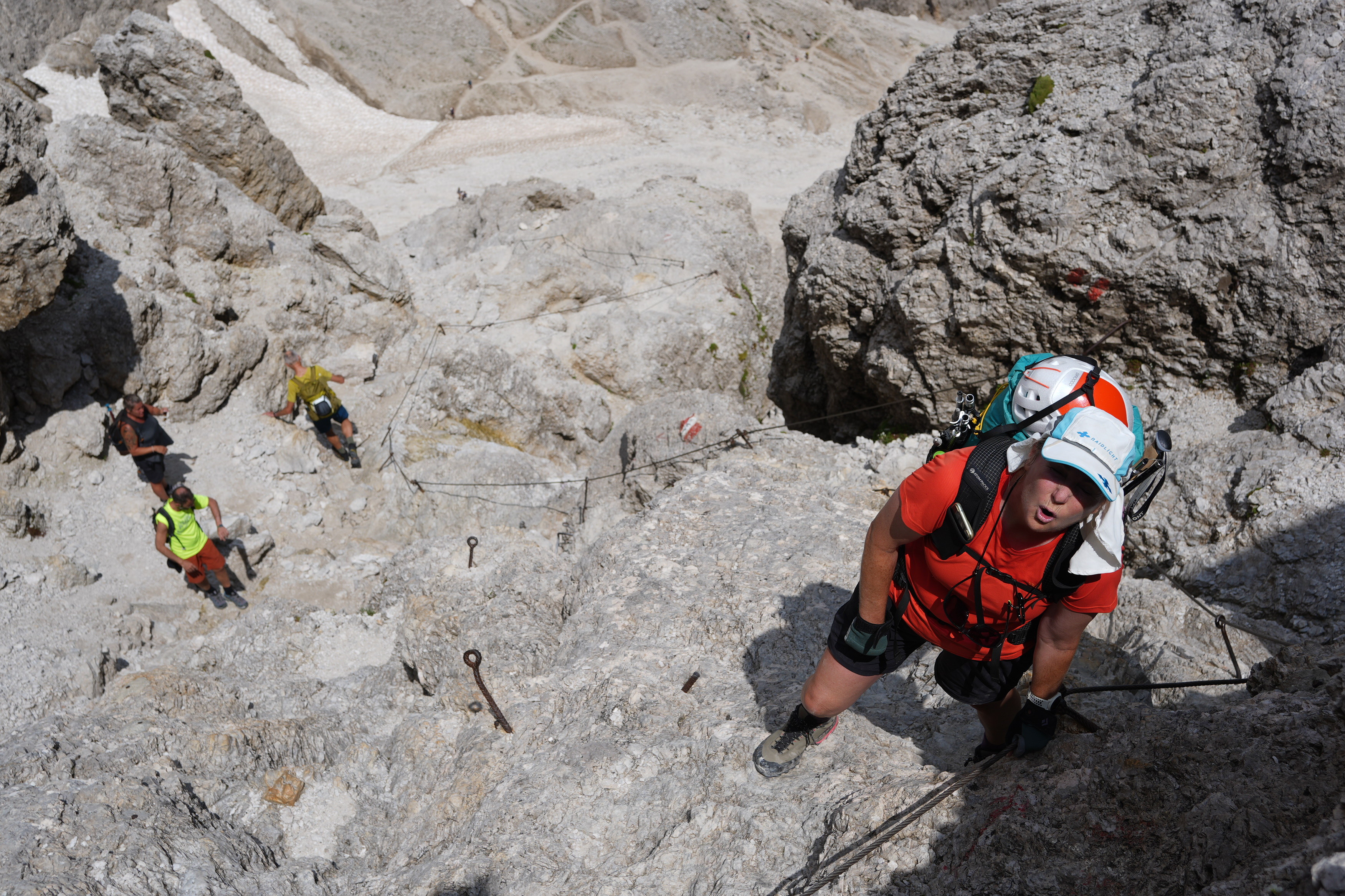 Taking a break on a via ferrata section