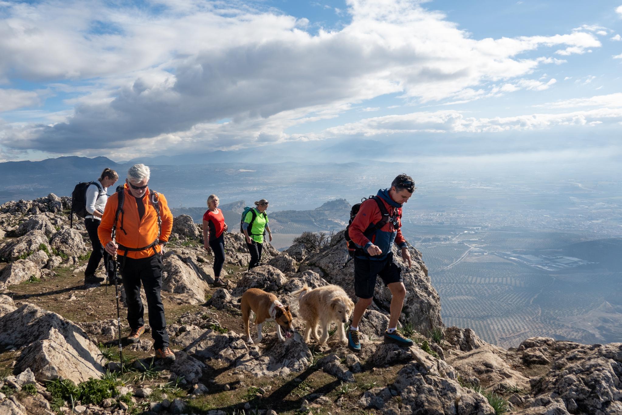 Walking along the summit ridge