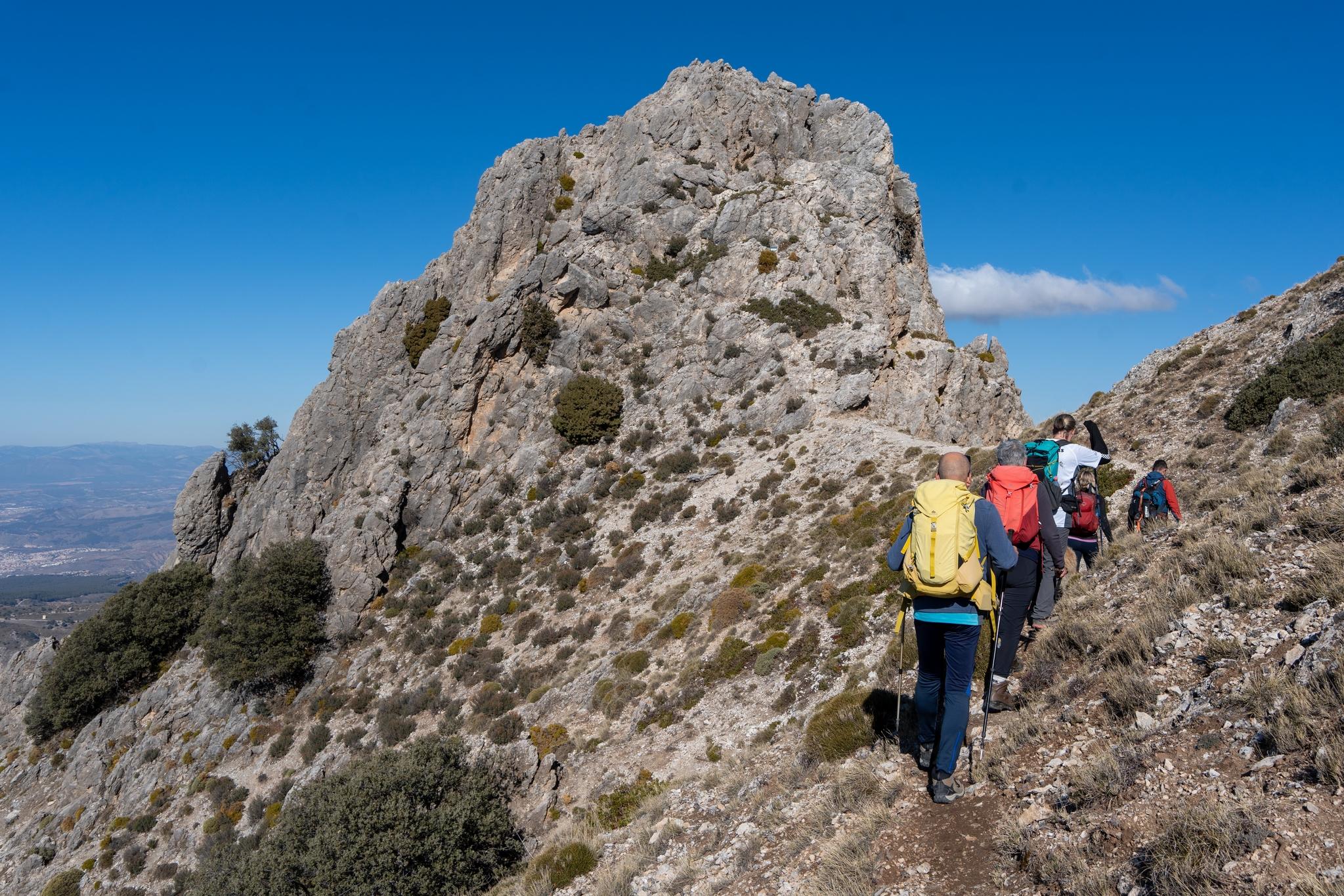 Approaching the summit pyramid of Corazon de la Sandia