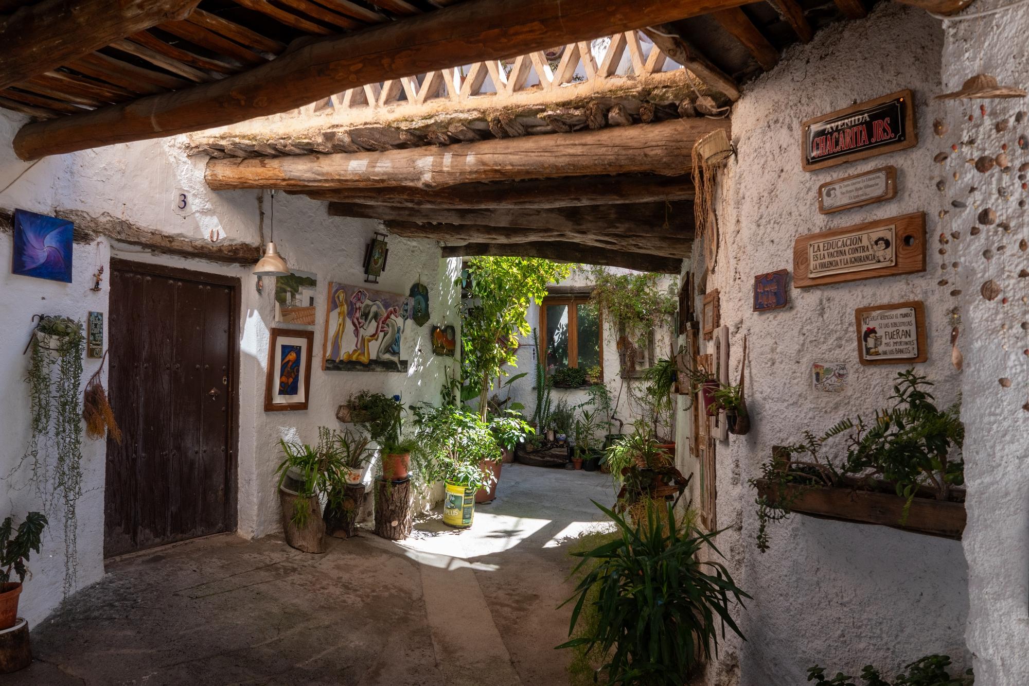 A decorated street scene in Fondales