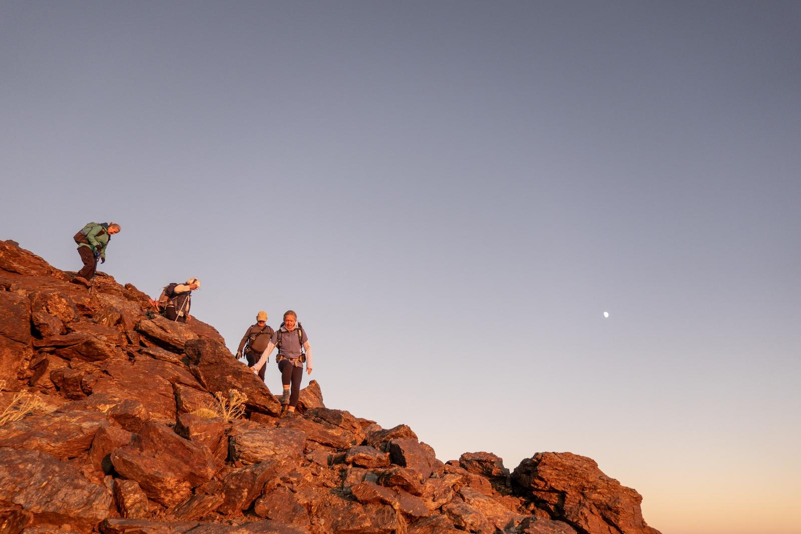 Descending from Loma Pua after sunset