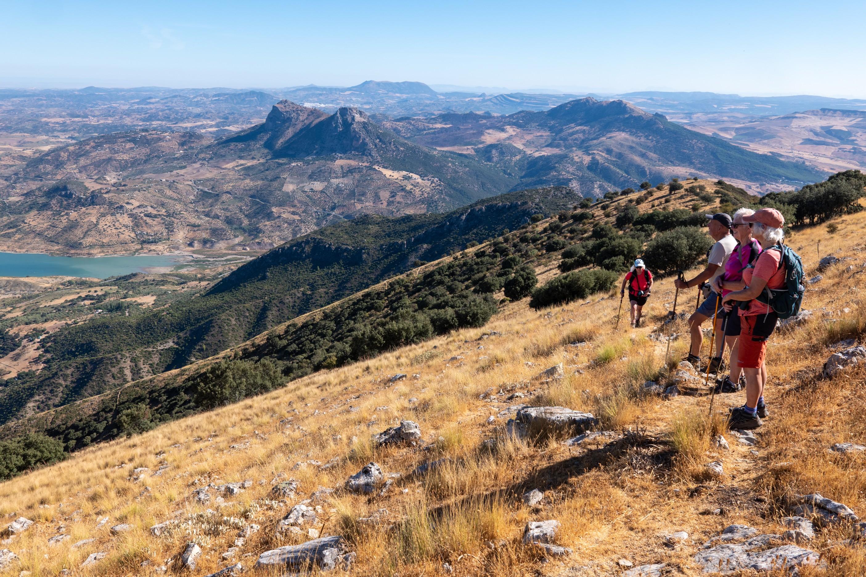Nearing the summit of Coros looking north towards Zahara de la Sierra and the plains towards Sevilla