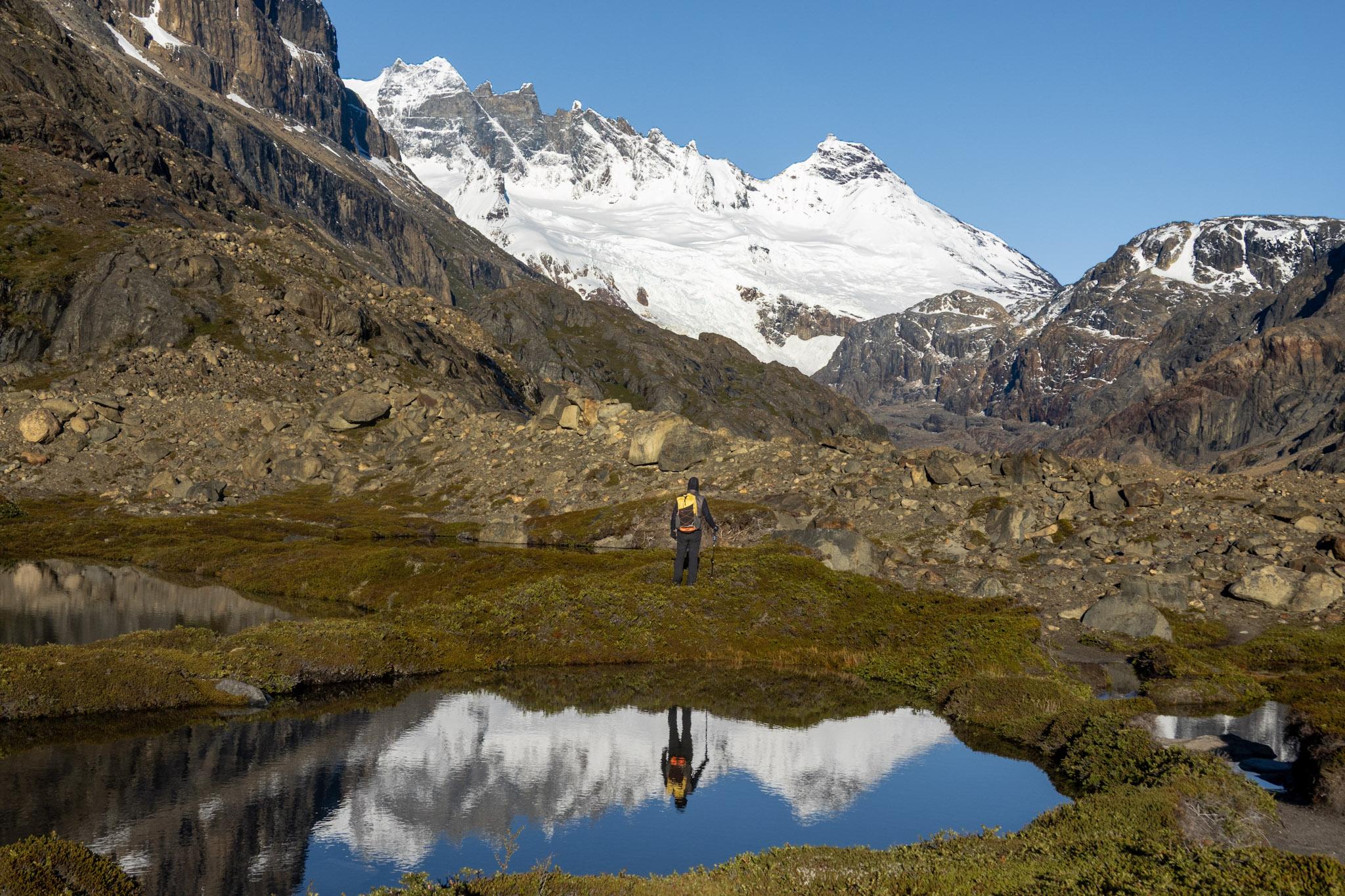 Morning reflections in small lakes prior to passing through the old terminal moraines