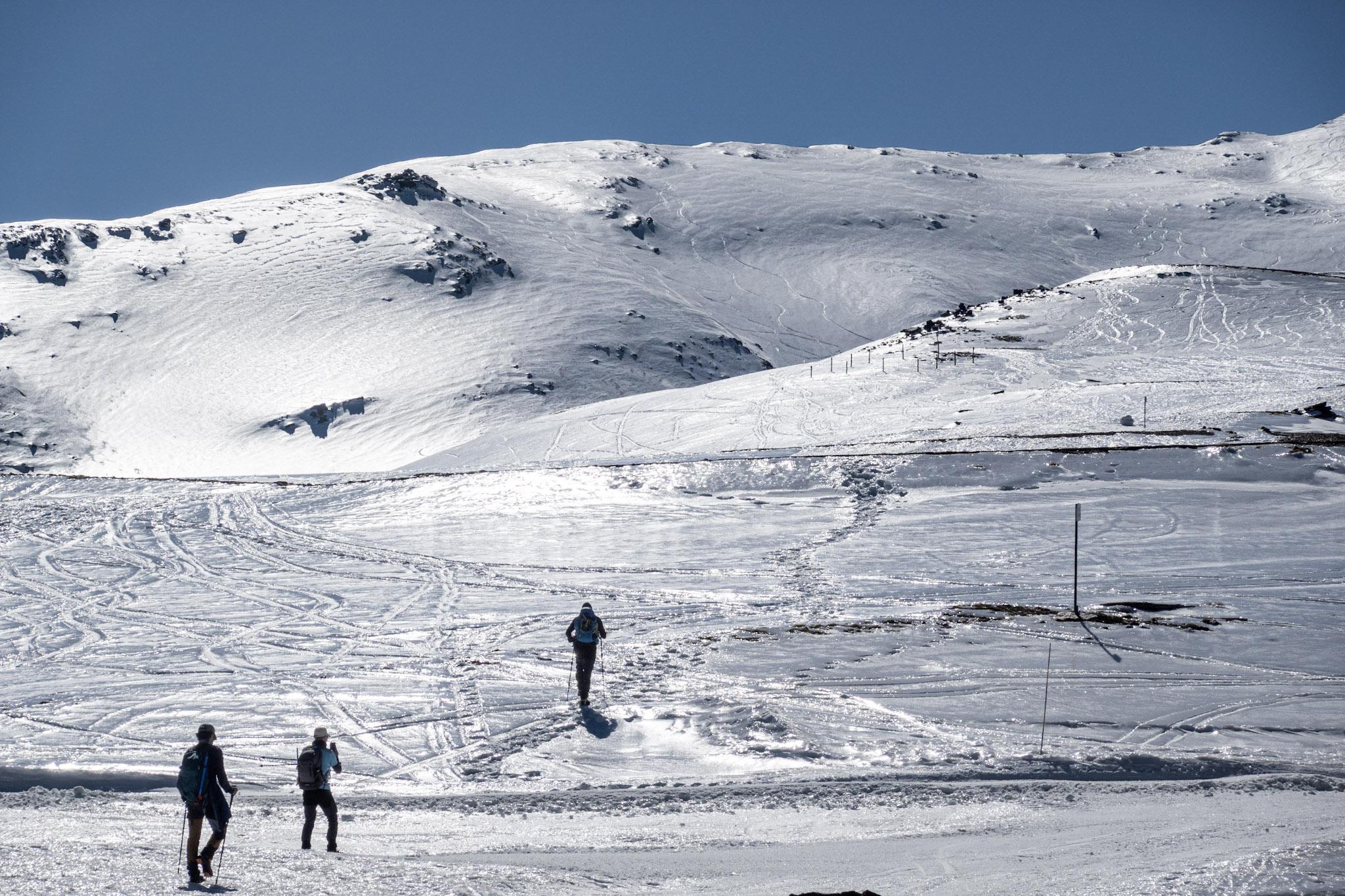 very icy morning slopes above the Hoya de la Mora in Spains Sierra nevada range